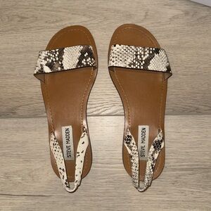 Steve Madden Brown and Cream Snakeskin Sandals